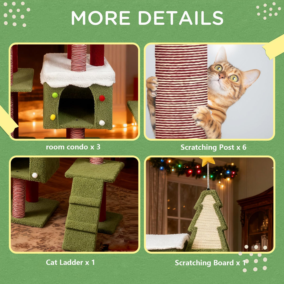70 Inch Tall Multi Level Cat Tree with 2 Condos I924