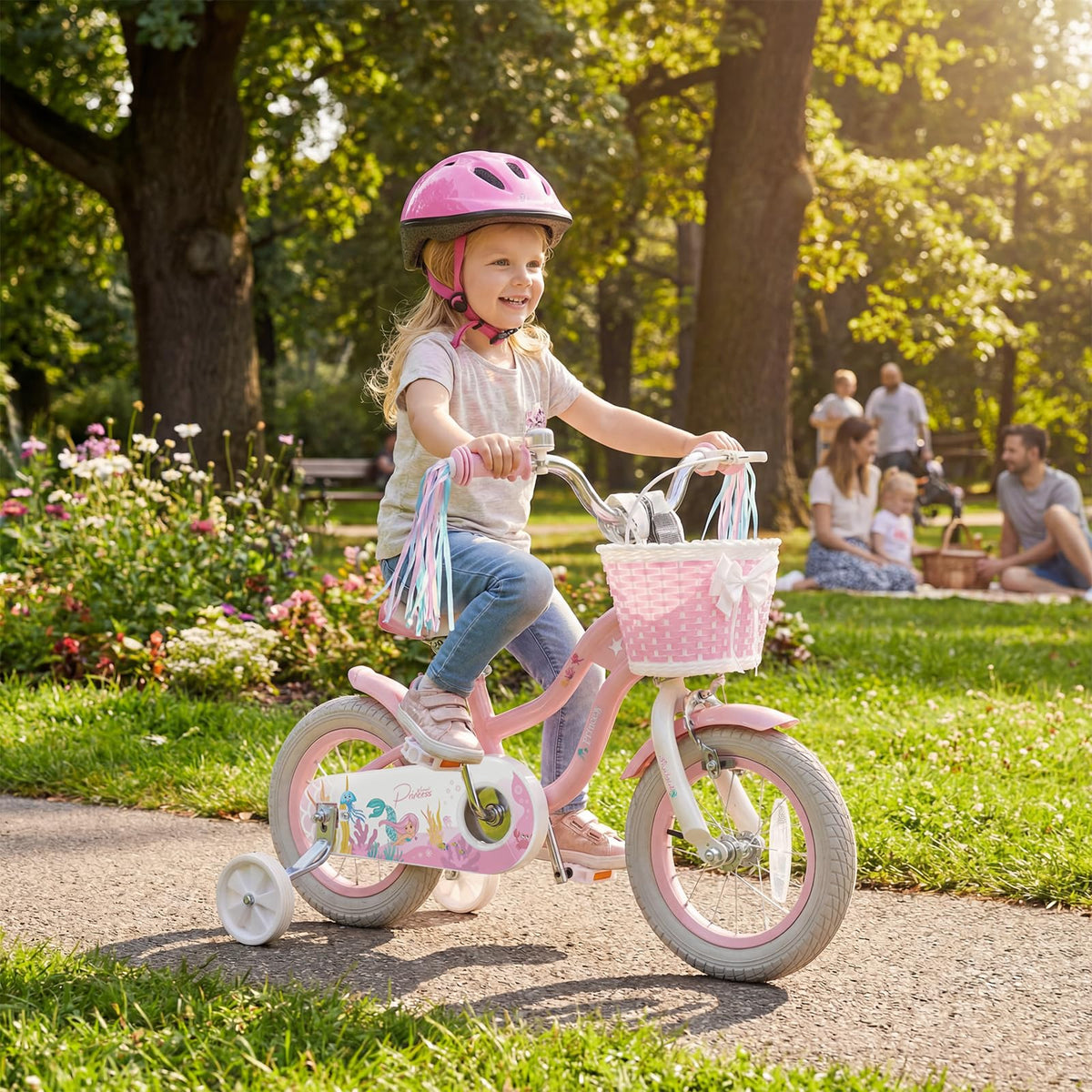 Kids Bike with Basket and Training Wheels B390