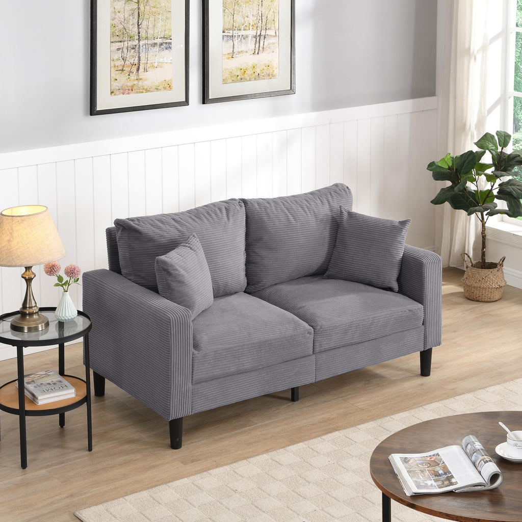 Small Space Saving Light Gray 2-Seat Upholstered Sofa C6716
