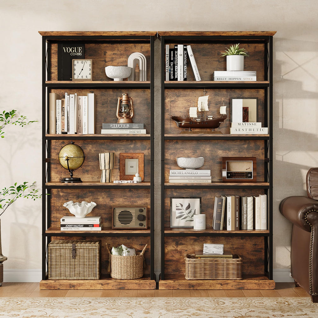 71 Inch 5 Tier Rustic Wood Bookshelf A711344