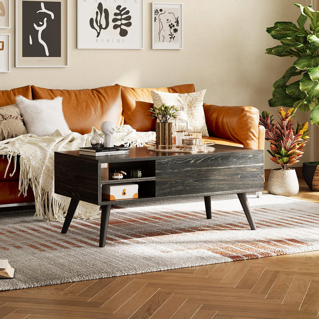 Lift Top Coffee Table with Hidden Storage, Black X5634