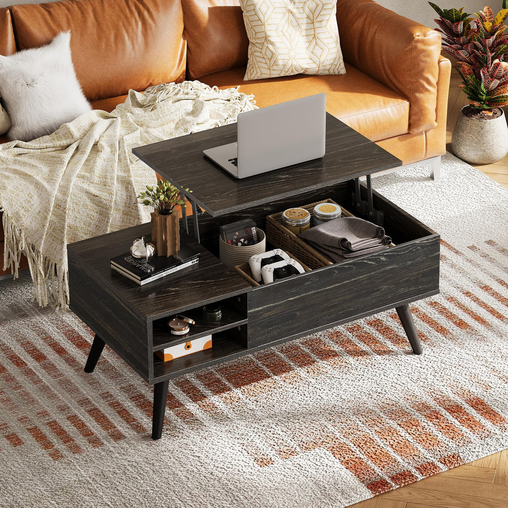 Lift Top Coffee Table with Hidden Storage, Black X5634