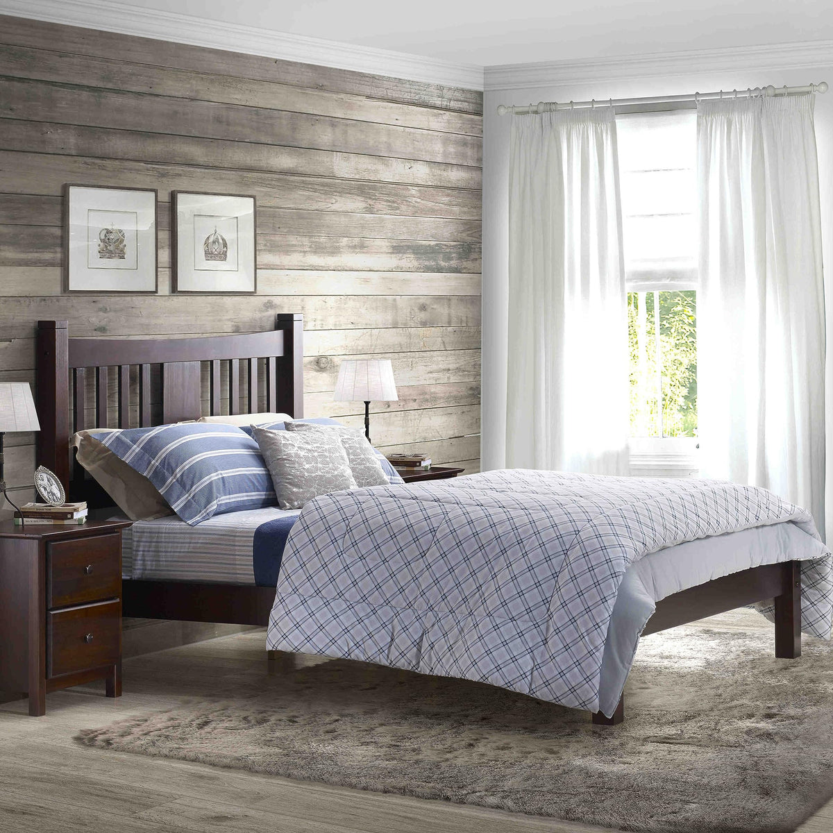 King Size Cherry Solid Wood Platform Bed M255837