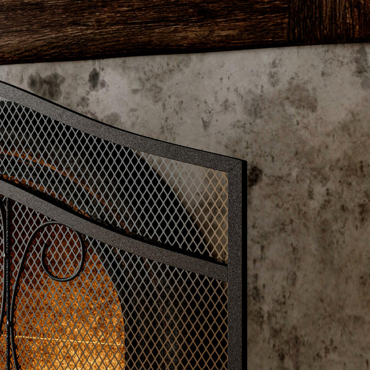 Black Metal Fireplace Screen E606