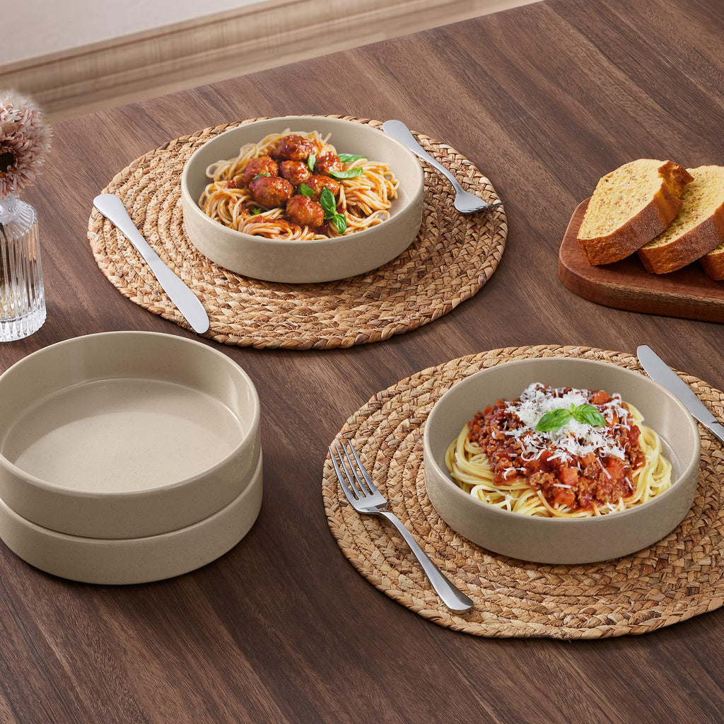 Stoneware Dinnerware Set with Pasta Bowls, Set of 4 R8551