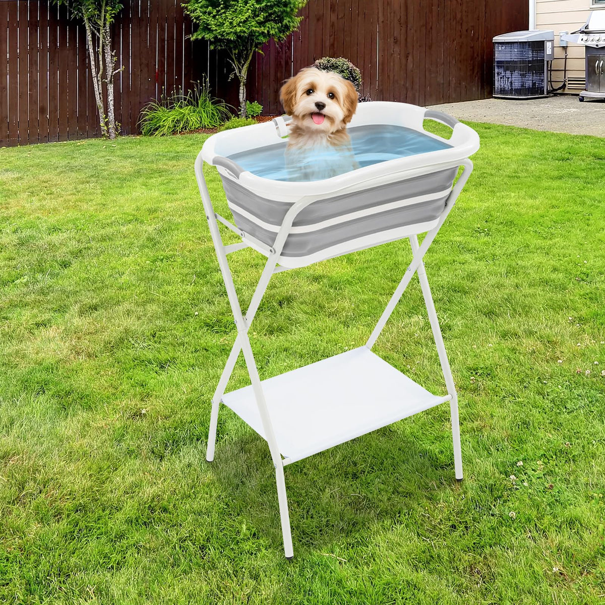 Foldable Pet Bathtub with Stand, 110lbs Capacity Z778