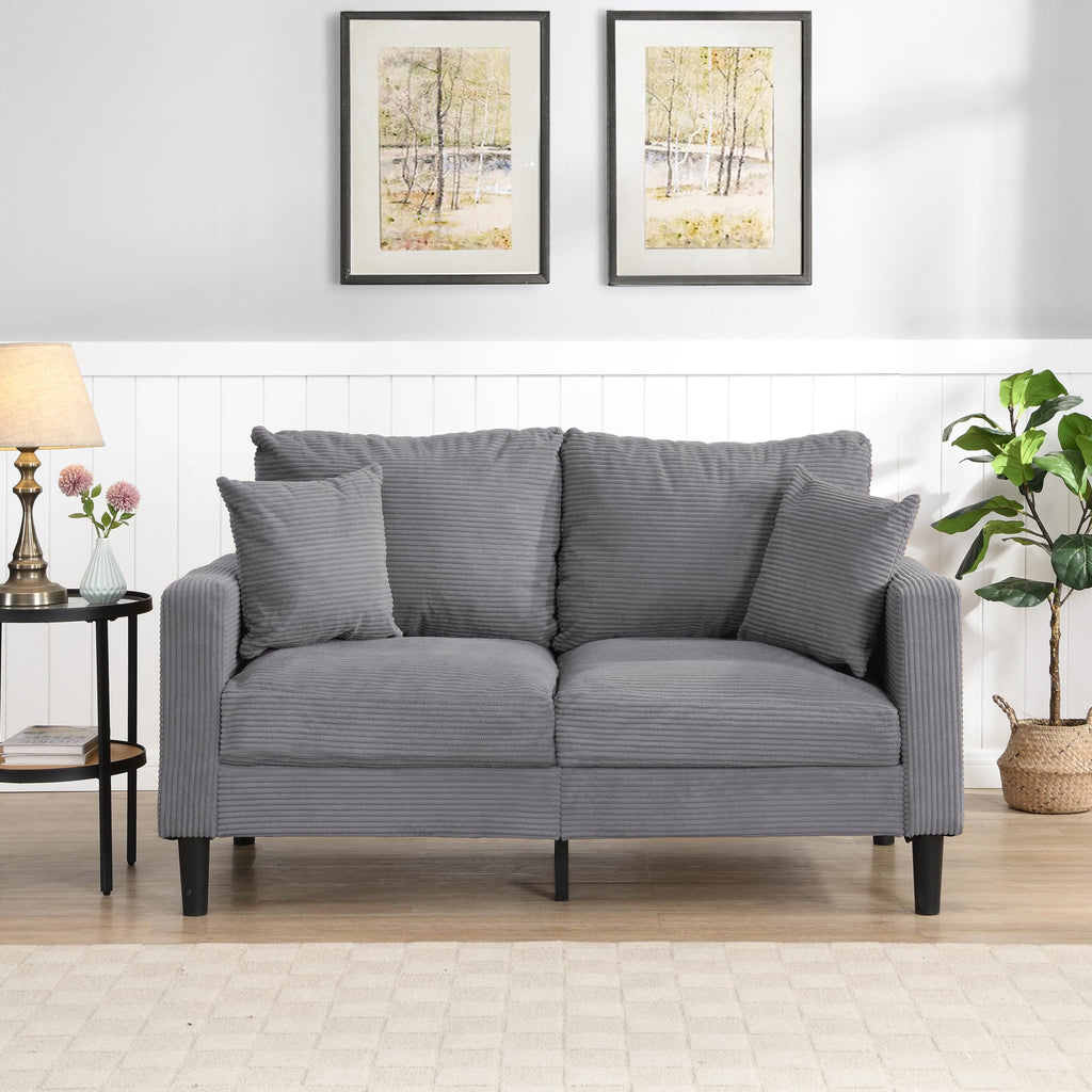 Small Space Saving Light Gray 2-Seat Upholstered Sofa C6716