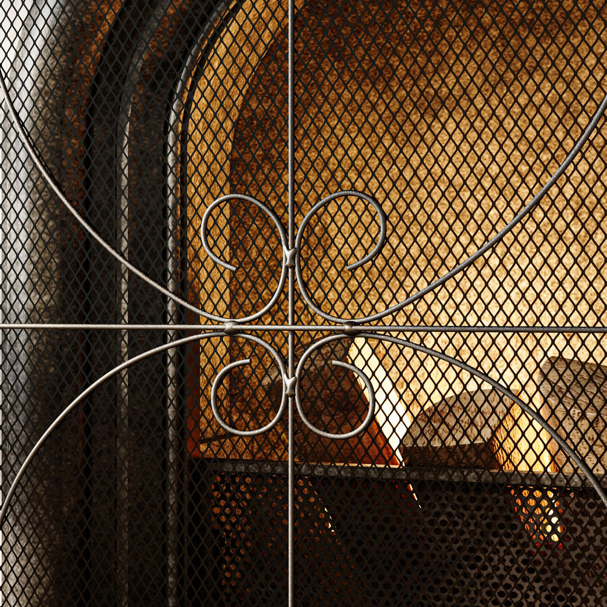 Black Metal Fireplace Screen E606