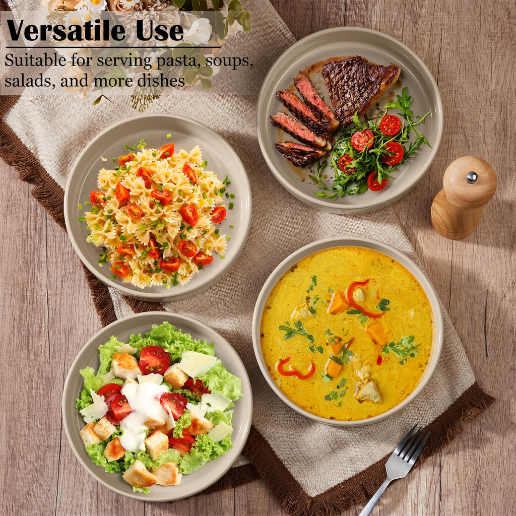 Stoneware Dinnerware Set with Pasta Bowls, Set of 4 R8551